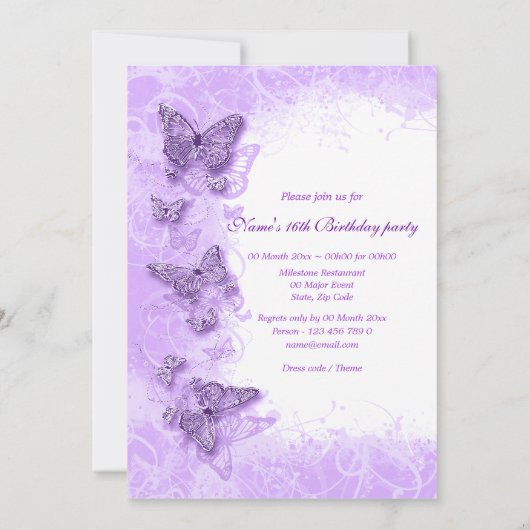 第16回「sweet sixteen」誕生パーティーアクア 招待状 (裏面)