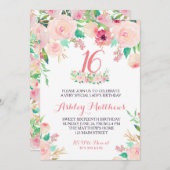 第16回SWEET SIXTEEN誕生日ピンクフローラ招待状 招待状 (正面/裏面)