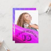 第16期ディスコモダンボールパープル誕生日招待状 カード (正面/裏面インサイチュ)