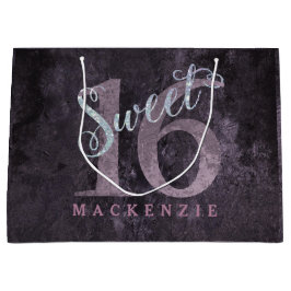 第16期埃っぽいピンクローズ |スウィート16シルバーグリッター | ラージペーパーバッグ