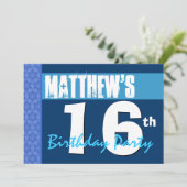 第16番ブルースモダンターパターン10代の誕生日 招待状 (スタンド正面)