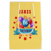第16誕生日のお祝いのカラフルの気球V10GZ1 ミディアムペーパーバッグ (裏面)
