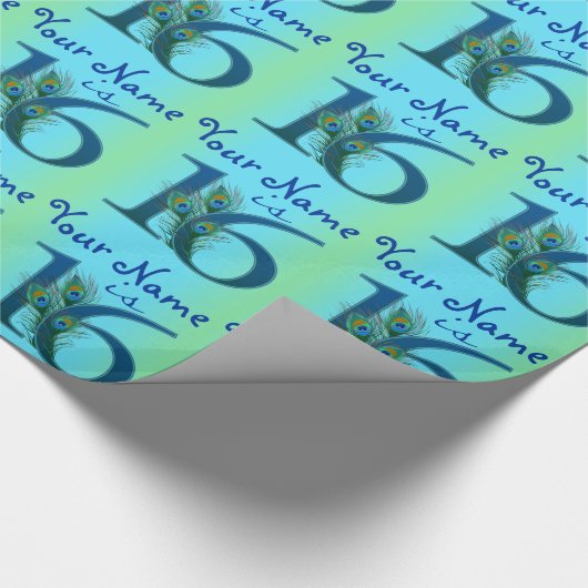 第16誕生日のテンプレート100%年の名前入りなギフト ラッピングペーパー (角)