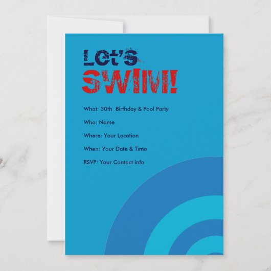 第16誕生日のプールのパーティの招待状 招待状 (裏面)