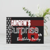 第16誕生日のモダンで赤く白い黒を驚かして下さい 招待状 (スタンド正面)