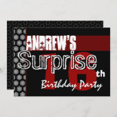 第16誕生日のモダンで赤く白い黒を驚かして下さい 招待状 (正面/裏面)