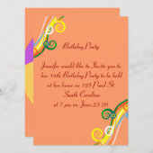 第16誕生日の写真カード数々のな色スクロール 招待状 (正面/裏面)