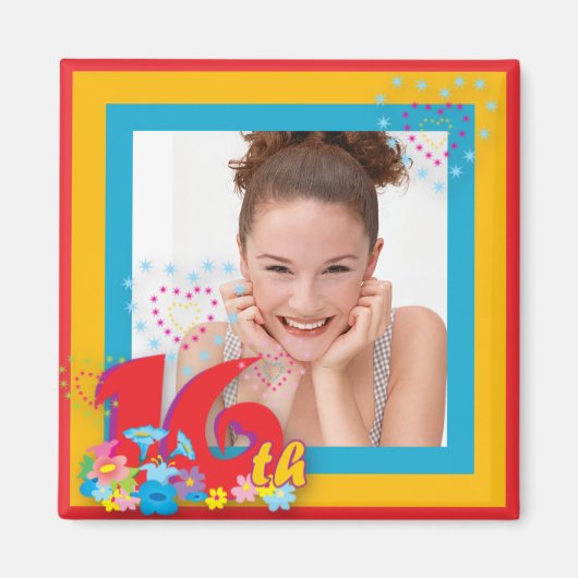 第16誕生日の写真フレームの磁石 マグネット (正面)