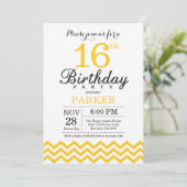 第16誕生日の招待状の黄色シェブロン 招待状 (スタンド正面)
