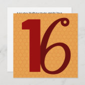 第16誕生日の膨大な数の金ゴールドおよび赤いW958 招待状 (正面/裏面)