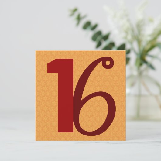 第16誕生日の膨大な数の金ゴールドおよび赤いW958 招待状 (スタンド正面)