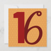 第16誕生日の膨大な数の金ゴールドおよび赤いW958 招待状 (正面)