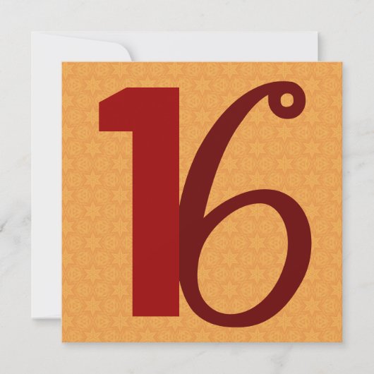 第16誕生日の膨大な数の金ゴールドおよび赤いW958 招待状 (正面)