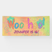 第16誕生日ウーHoo名バパーソナライズされたナー 横断幕 (横)