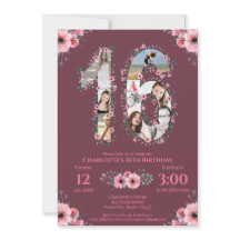 第16誕生日ガールフォトコラージピンクフラワー