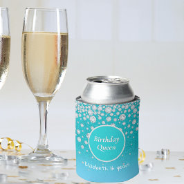 第16誕生日クイーンダイヤモンドティール（緑がかった色）グリッターガール 缶クーラー