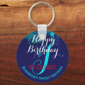 第16誕生日スイート16パーティー好意ブルー キーホルダー (正面)