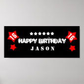 第16誕生日スターバナー名前をカスタムするV16Sスターズ ポスター (正面)