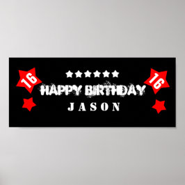第16誕生日スターバナー名前をカスタムするV16Sスターズ ポスター