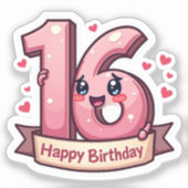 第16誕生日ステッカー シール (正面)