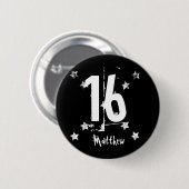 第16誕生日トレンディーグランジ文字スターズZ03 缶バッジ (正面&裏面)