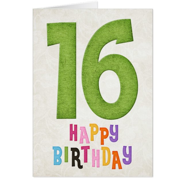 第16誕生日ハッピーバースデーカードデザイン3 (正面)