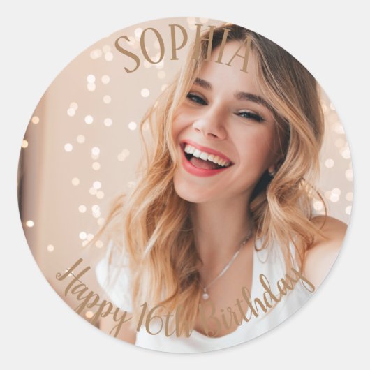 第16誕生日パーソナライズされたパーティーバッグ ラウンドシール (正面)