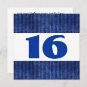 第16誕生日パーティーブルーストライプモダンW864 招待状 (正面/裏面)