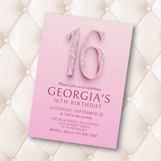 第16誕生日ピンクダイヤモンド 招待状