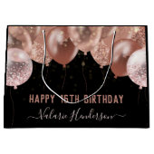 第16誕生日ピンクバルーン ラージペーパーバッグ (正面)