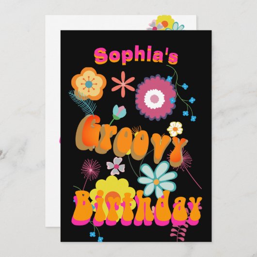 第16誕生日フローラフラワーカラフル招待状 招待状 (正面/裏面)