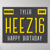 第16誕生日ライセンスプレートポスター、新しいドライバ ポスター (正面)