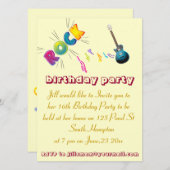 第16誕生日ロック招待券。 招待状 (正面/裏面)