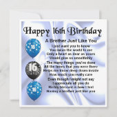 第16誕生日兄弟挨拶状 カード (正面)