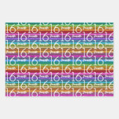 第16誕生日名前をカスタムする ラッピングペーパーシート (正面3)