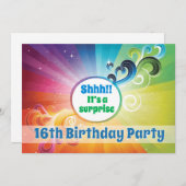 第16誕生日宗教的カードレインボー恵み 招待状 (正面/裏面)