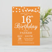 第16誕生日招待状オレンジ 招待状 (スタンド正面)