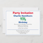 第16誕生日招待状 (裏面)
