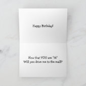 第16誕生日新ドライバーユーモア カード (内部)