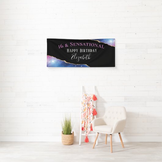 第16誕生日水エレガント色パーティーバナー 横断幕 (インサイチュ)