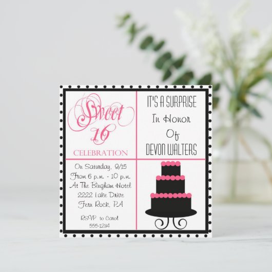 第16誕生日甘い16パーティの招待状を驚かして下さい 招待状 (スタンド正面)