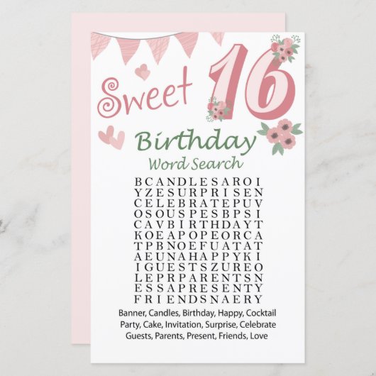 第16誕生日語検索ゲーム (正面/裏面)