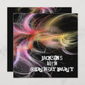 第16誕生日黒色数々の宇宙旋回 招待状 (正面/裏面)