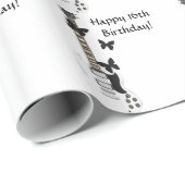 第16誕生日、ギター及び蝶ギフトの紙 ラッピングペーパー (ロールコーナー)