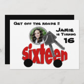 第16誕生日/自動車鍵 招待状 (正面/裏面)