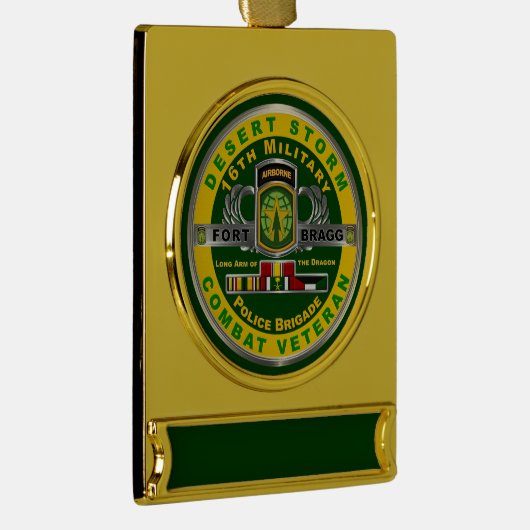 第16軍隊警察旅団デザートストーム退役軍人 ゴールドプレートバナーオーナメント (右)
