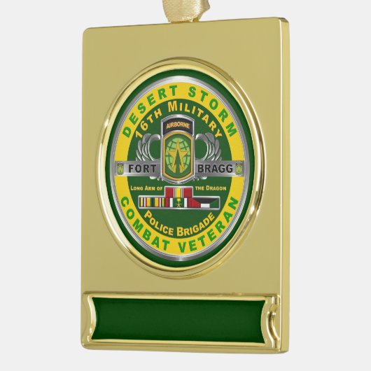 第16軍隊警察旅団デザートストーム退役軍人 ゴールドプレートバナーオーナメント (左)
