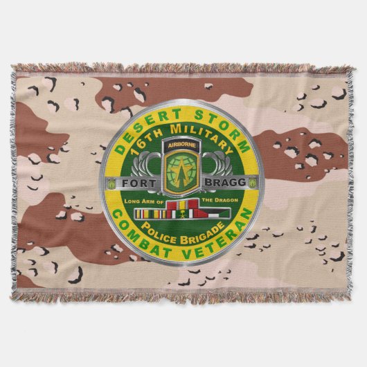 第16軍隊警察旅団デザートストーム退役軍人 スローブランケット (正面)