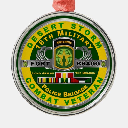 第16軍隊警察旅団デザートストーム退役軍人 メタルオーナメント (正面)