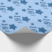 第16 10代のな誕生日か年のフェスティバルの星 ラッピングペーパー (角)